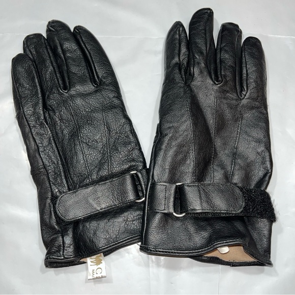 CAMEL BLACK Heavy LEATHER GLOVES Thinsulate XL Insulated wrist Adjustable Strap - Picture 11 of 11
